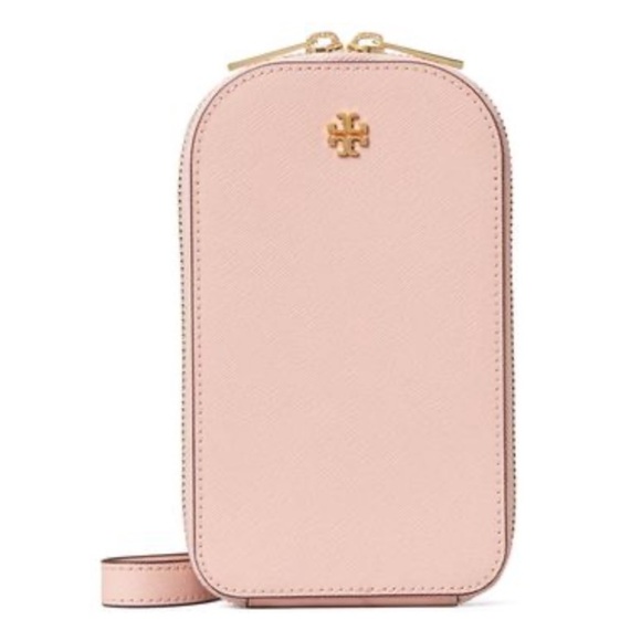 Tory Burch Emerson phone crossbody light meadow sweet in pink quartz .